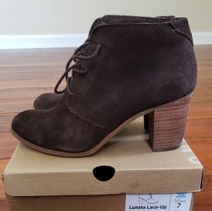 Tom's Lunata lace-up bootie - chocolate suede